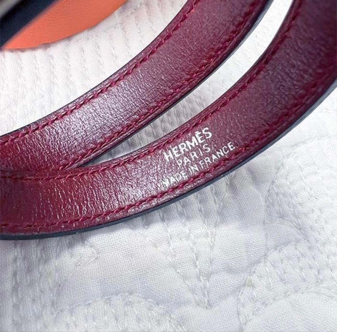 HERMES◆エルメス◆レザーブレスレット◆ケリー　ドゥブルトゥール◆シルバー