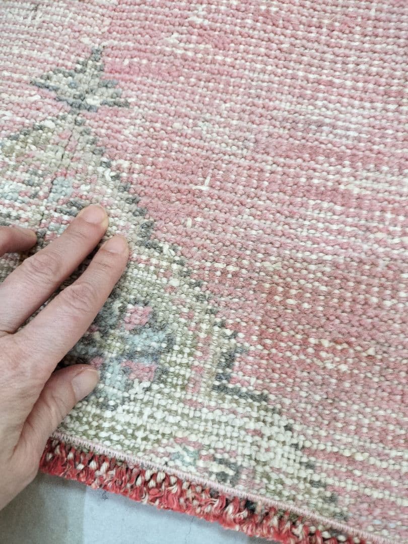 パステルローズピンクのスモールラグ　No.473