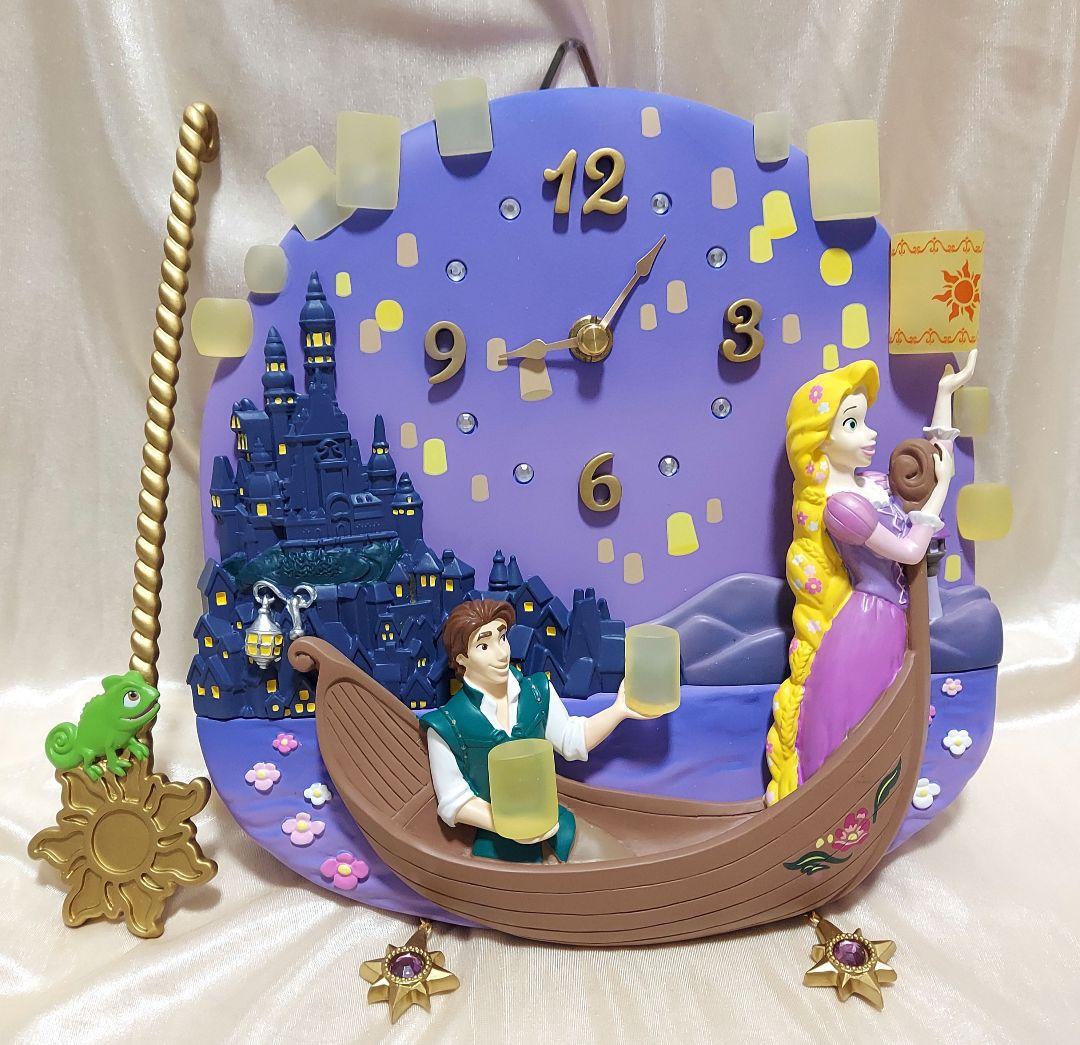 ディズニーストア ラプンツェル フリンライダー パスカル 掛け時計 フィギュア