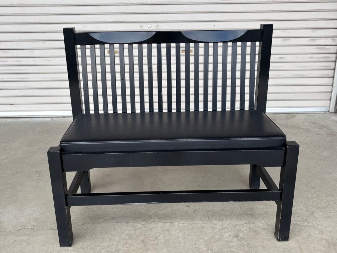 木製ベンチ　ブラック　2人掛け