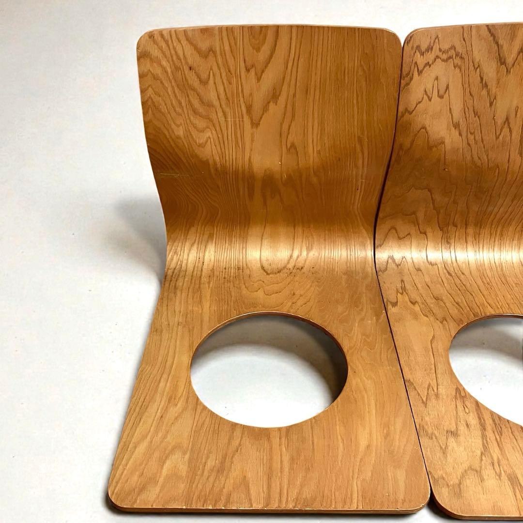 【良品】Tendo 天童木工　座椅子　曲木　ケヤキ板目　2脚セット