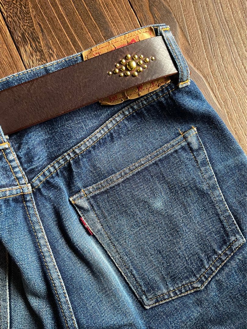 オーダー品　ディッキーズ874専用スタッズベルト　ダークブラウン　真鍮