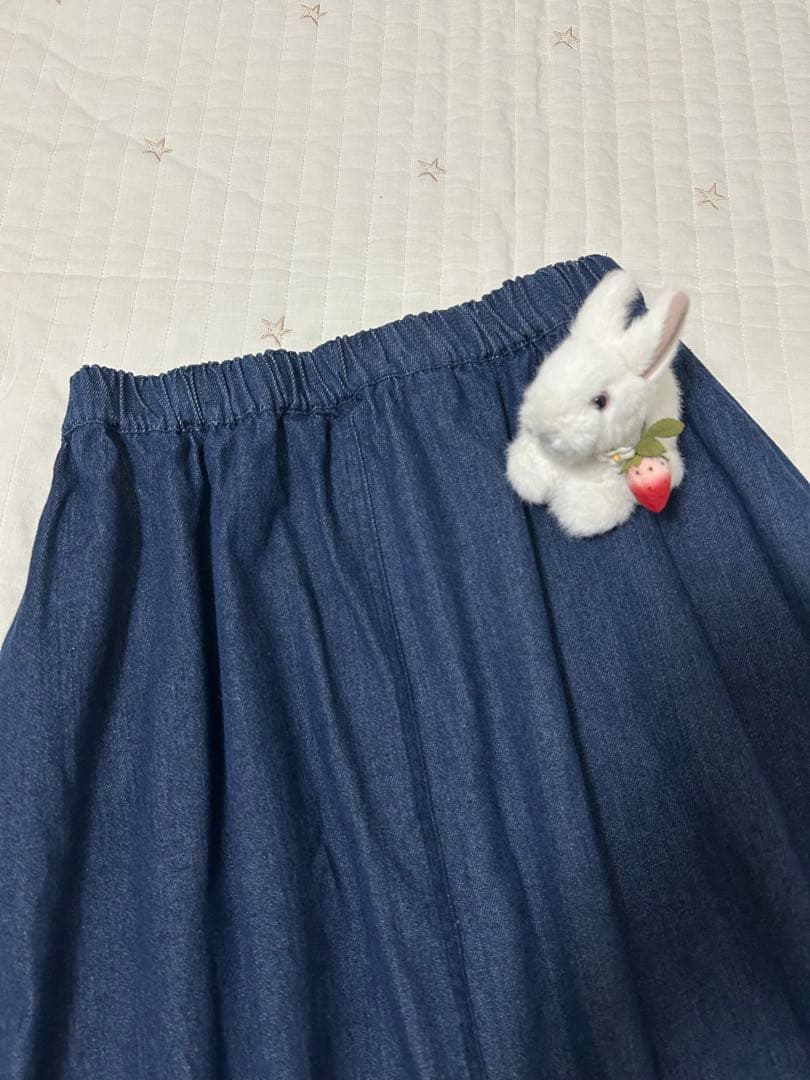 ピンクハウス　デニム　スカート　ワッペン　2024年　総ゴム　ダンガリー