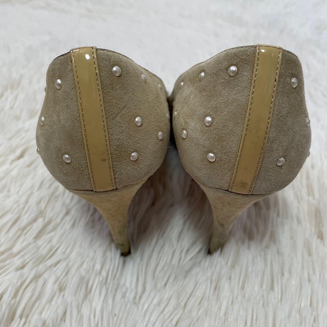 希少 シャネル ココマーク パール パンプス ベージュ 38C レディース