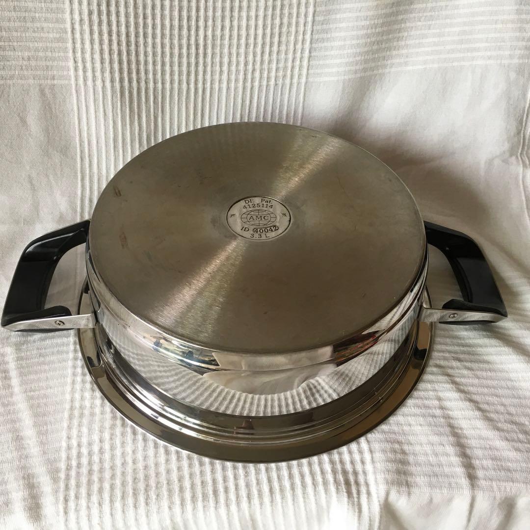 AMC ステンレススチール 両手鍋 24cm 3.3L 温度計付き