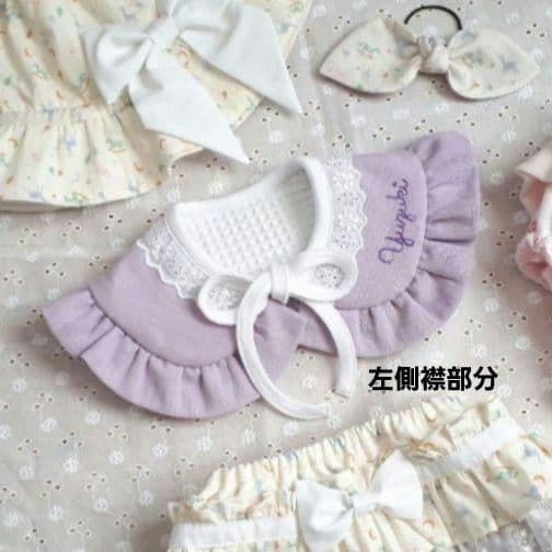 【送料無料】ギャザーワンピース風スタイ(チェリー)&お好みリボン