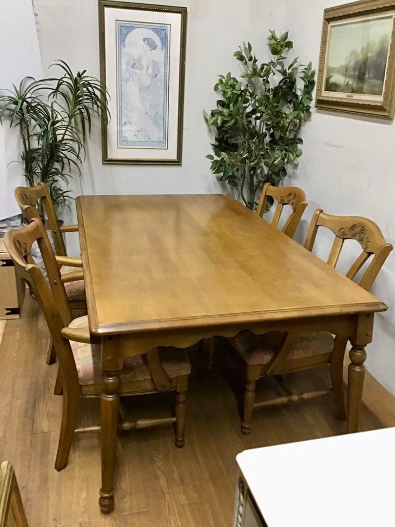管328☆カリモク☆オールドカリモク☆ダイニングテーブル☆アームチェアー☆5点