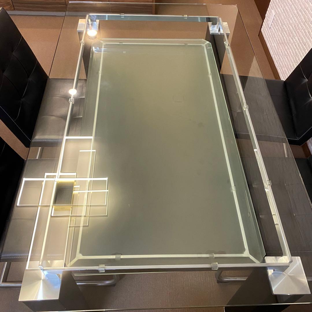 【直接引き取りのみ！】ニトリ ガラスダイニングテーブル5点セット