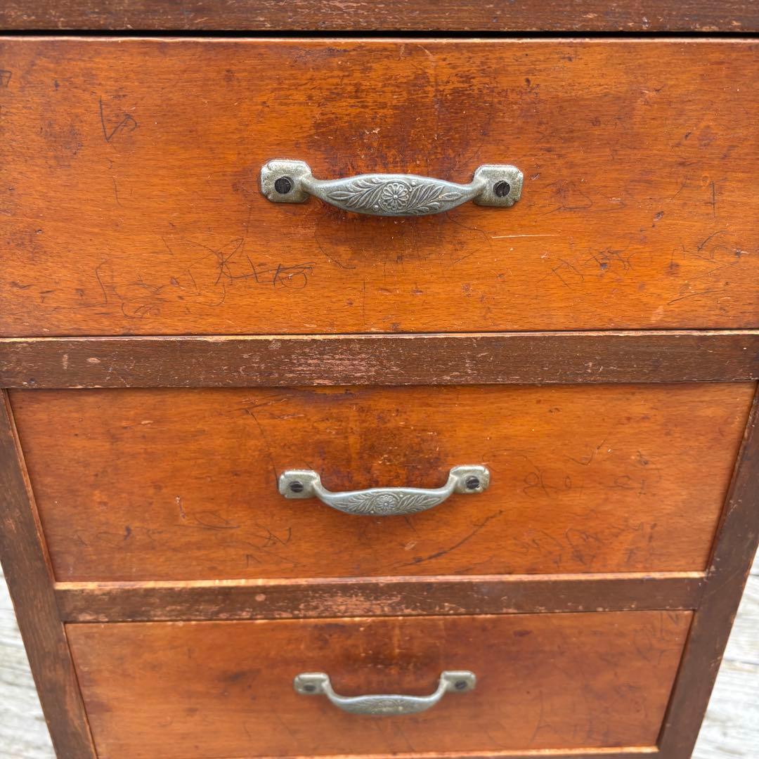 昭和レトロ アンティーク 古家具 道具箱 木製チェスト 4段 タンス 小箪笥