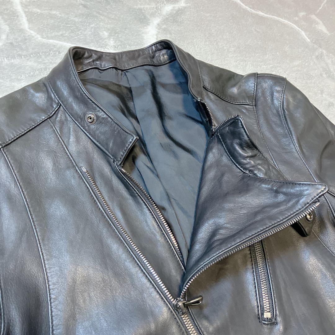 SHELLAC ラムレザー シングルライダース セミダブル レザージャケット L