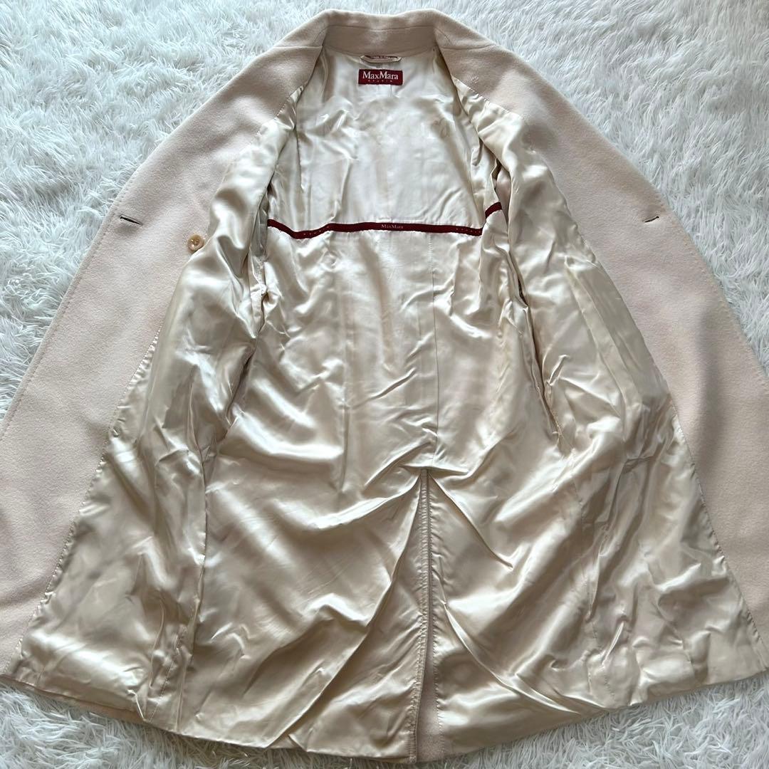 【美品】マックスマーラ　ロングコート　シルク　アンゴラ混　ベルテッド　XL相当