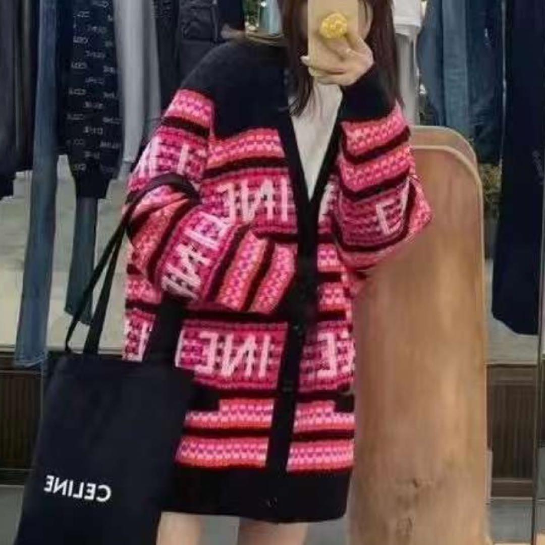 プ*ア様 女子ウケも抜群！CELINE純正クリスタルニットカーディガン ブラック