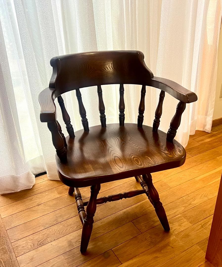 高級 オーク材 回転式アームチェア①