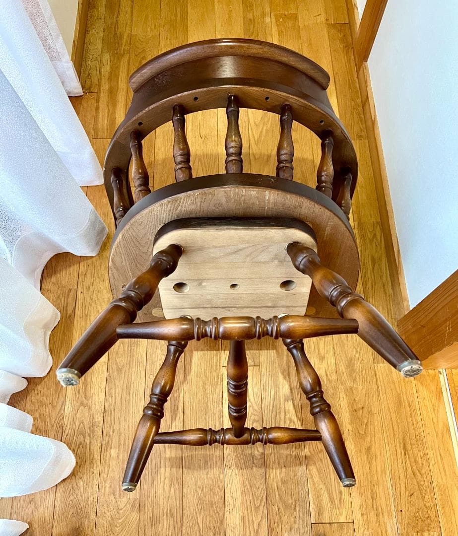 高級 オーク材 回転式アームチェア①