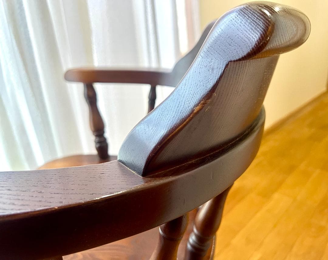 高級 オーク材 回転式アームチェア①