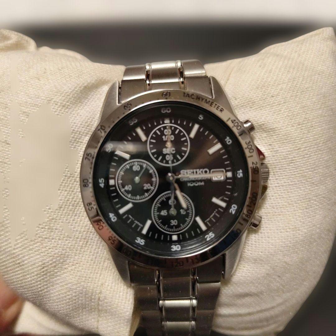 稼働 メンズ SEIKO セイコー クロノグラフ 100M 防水