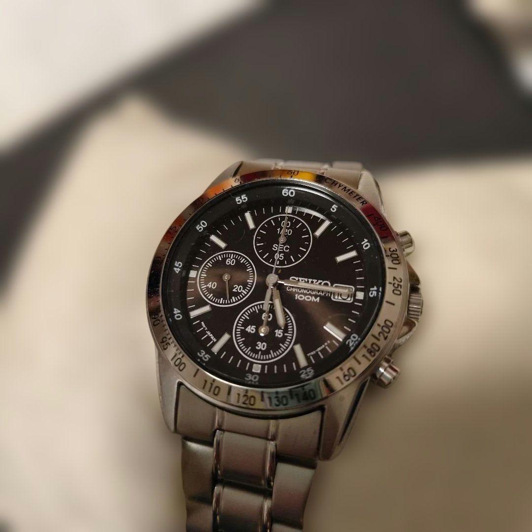 稼働 メンズ SEIKO セイコー クロノグラフ 100M 防水