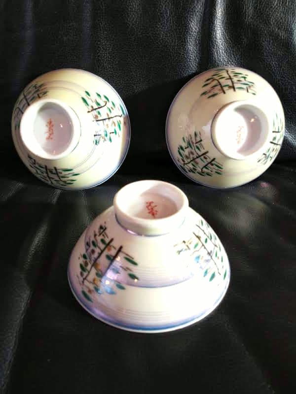 ♥希少な有田焼♥ヴィンテージ【高級感漂う光峯作・金彩紫刷毛柄お茶碗】7皿