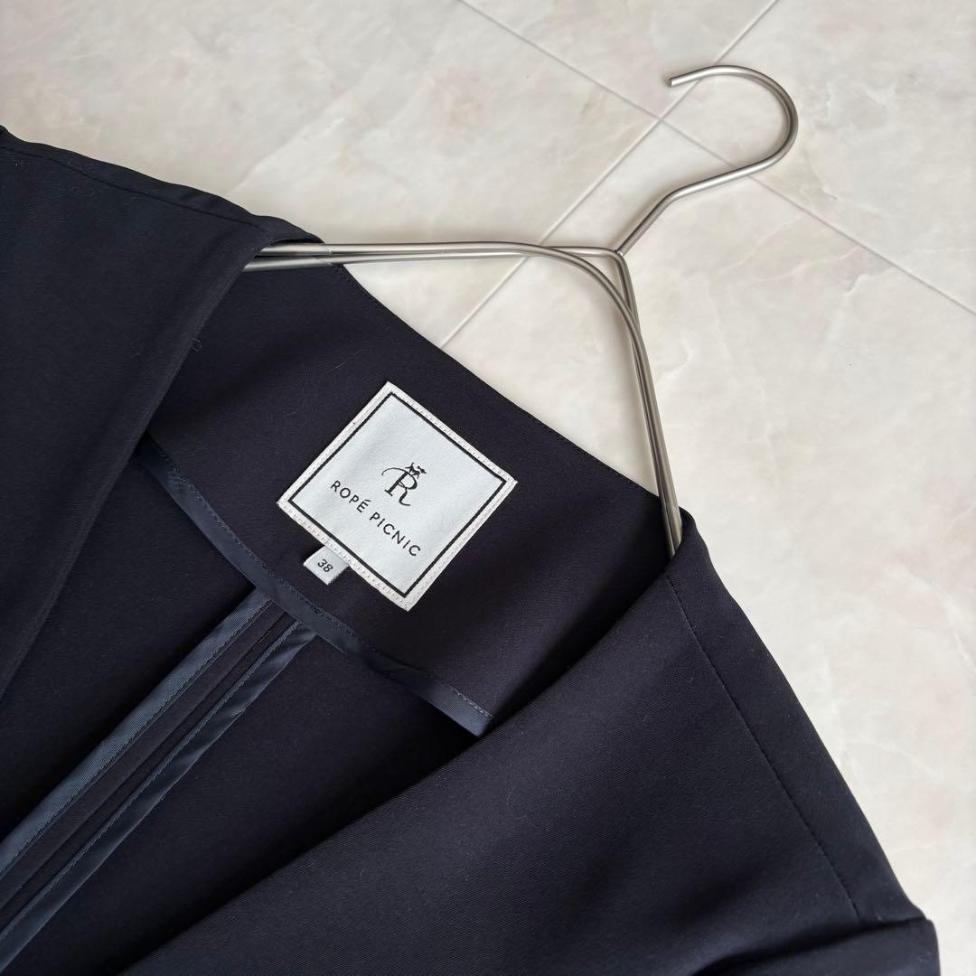ROPE PICNIC ノーカラーセットアップ ネイビー 38/36 ストレッチ