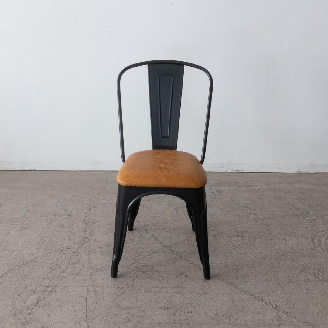 工業デザイン ダイニングチェア 黒と茶色