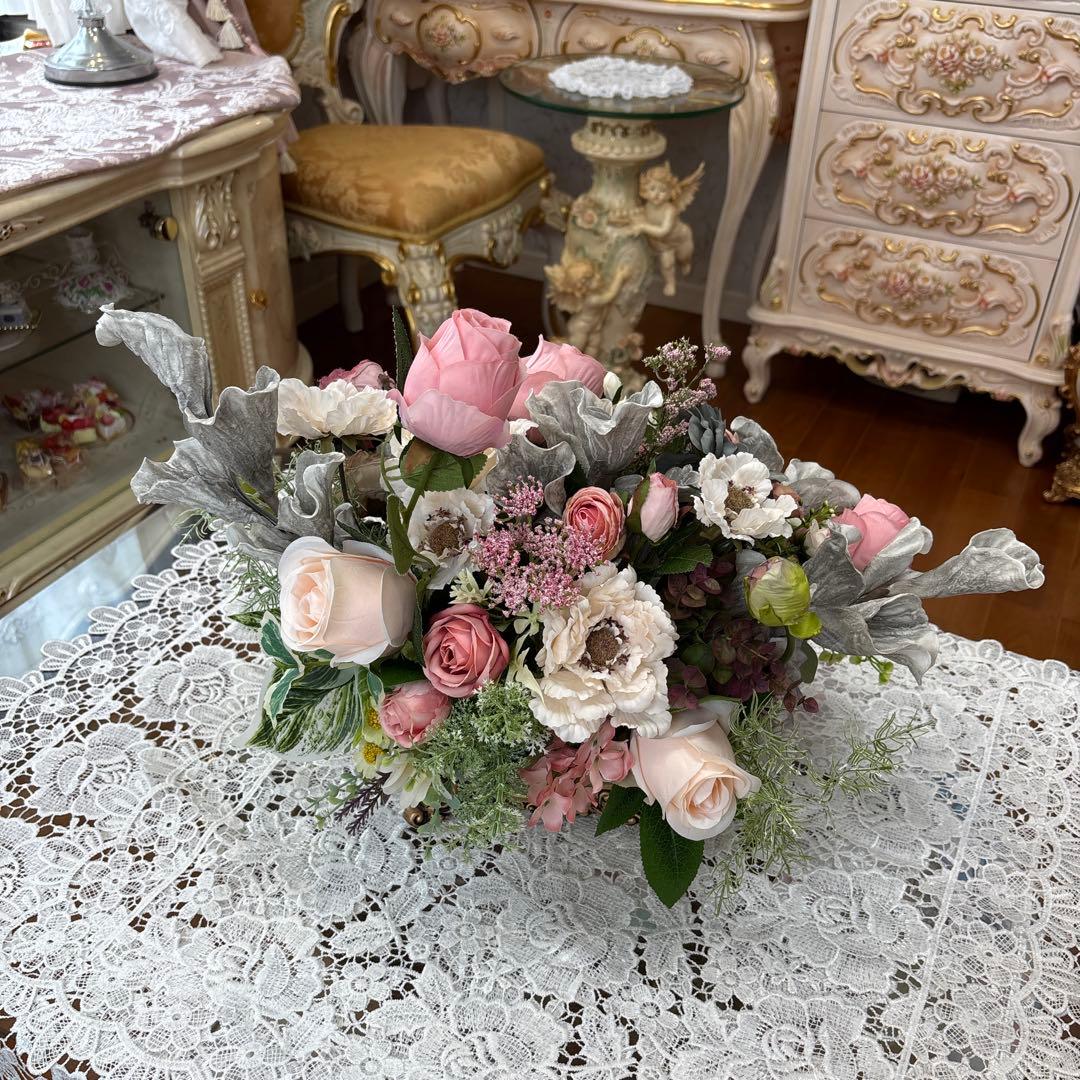 モダンスタイル フラワーアレンジメント シルバーグレー