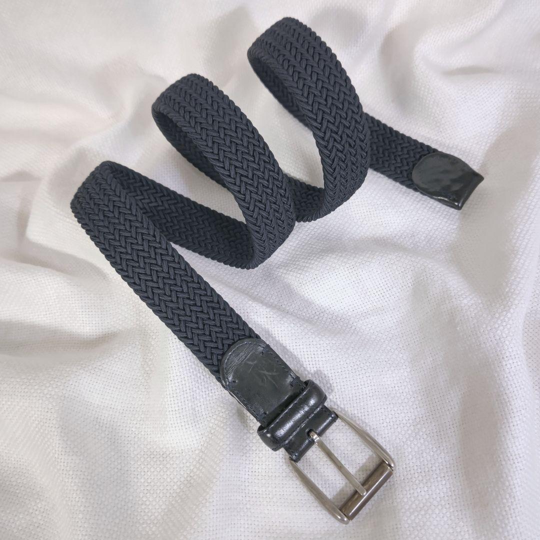 エルメネジルドゼニアErmenegildo Zegna編込メッシュレザーベルト紺