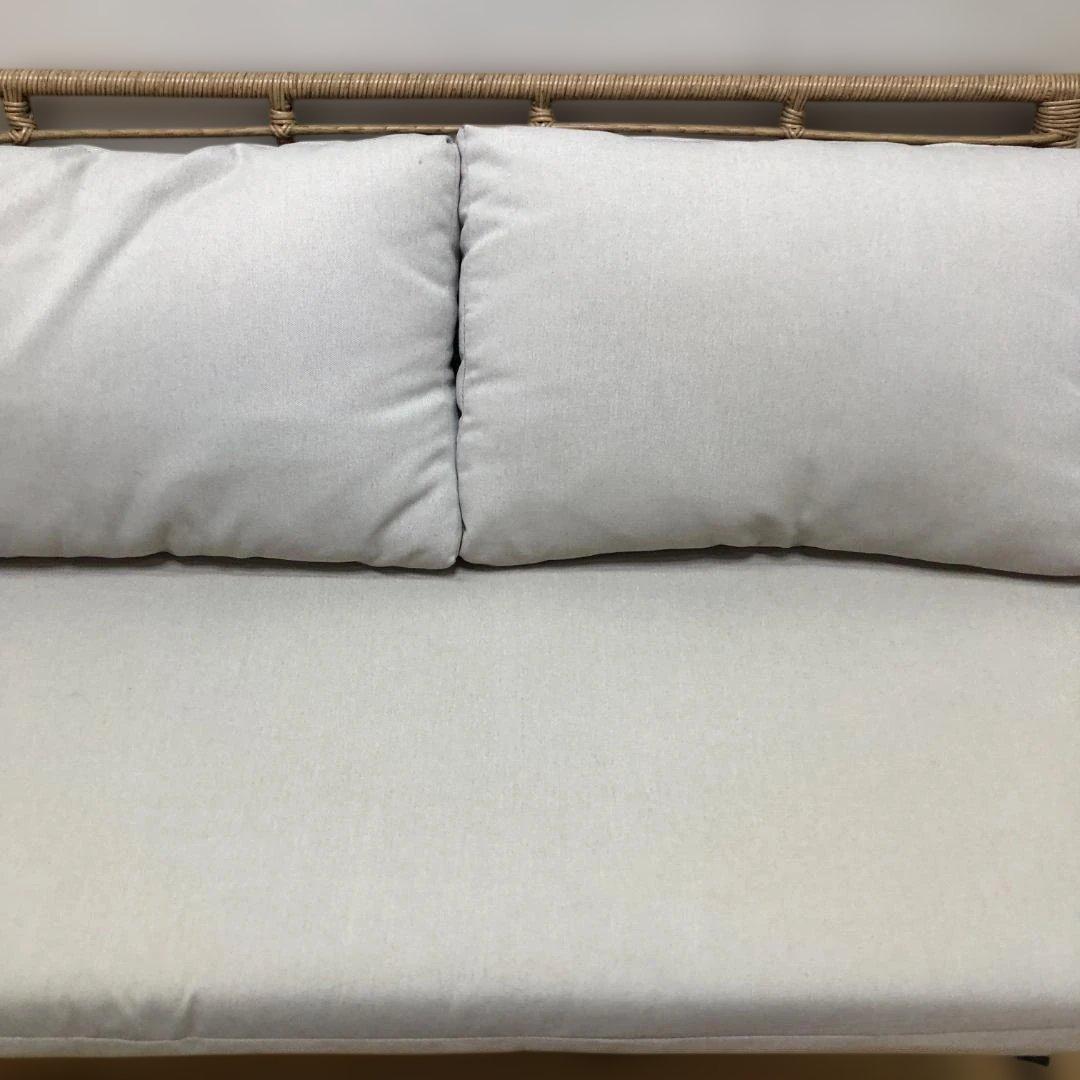 送料無料 ラタンソファ 2人掛け クッション 籐編み アイアン脚 251215