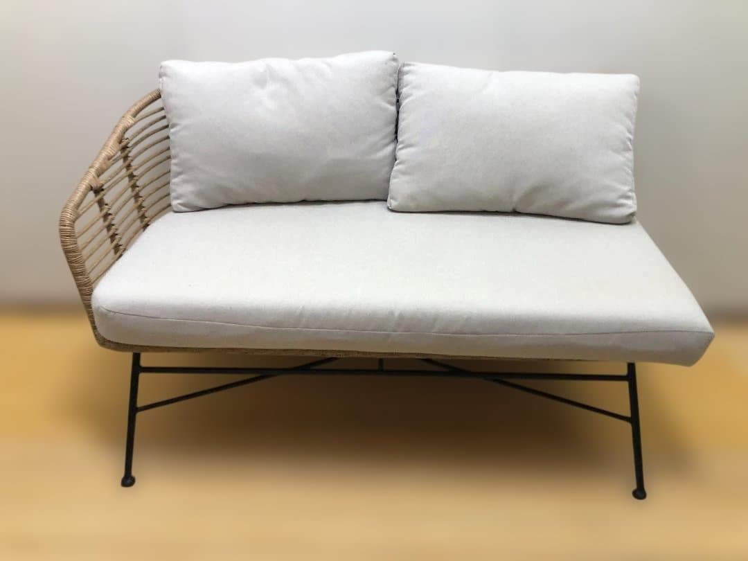 送料無料 ラタンソファ 2人掛け クッション 籐編み アイアン脚 251215