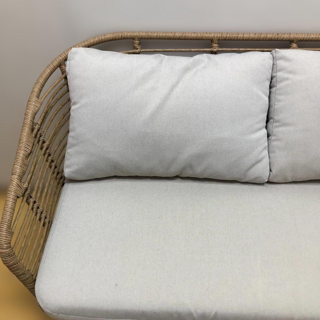 送料無料 ラタンソファ 2人掛け クッション 籐編み アイアン脚 251215