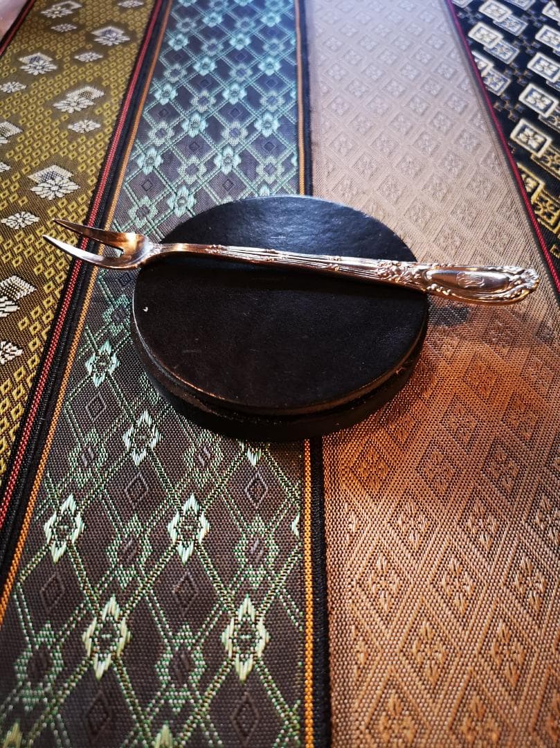 TIFFANY1889銀器フォーク×厚革コースター｜一点物