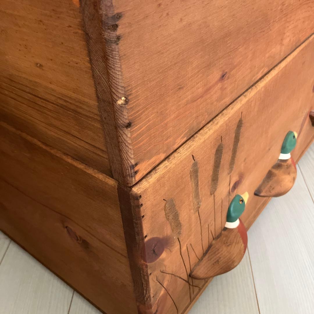 木製ボックス　木箱　おもちゃ箱　カントリー　宝箱　裁縫箱　道具入れ　箪笥　デコイ