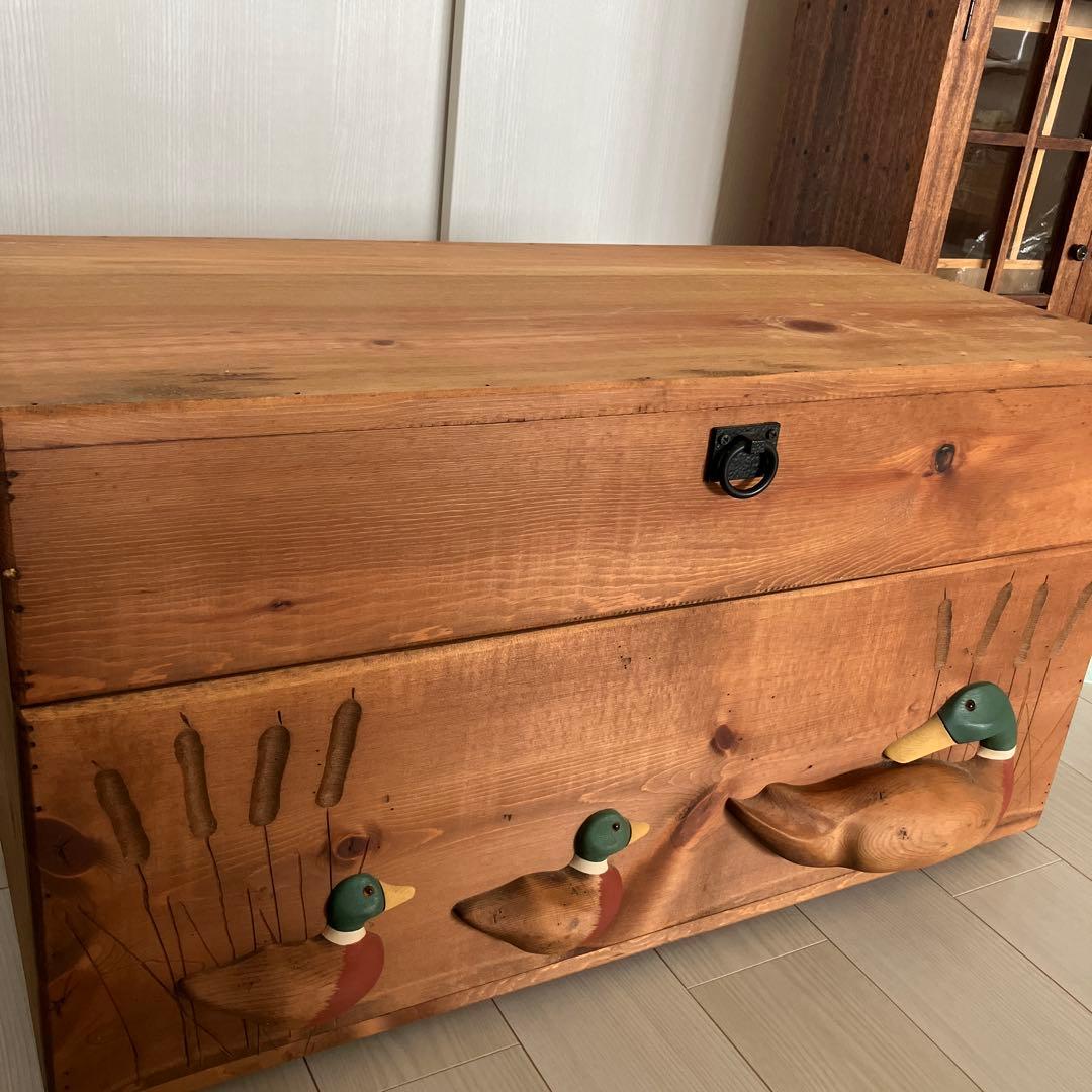 木製ボックス　木箱　おもちゃ箱　カントリー　宝箱　裁縫箱　道具入れ　箪笥　デコイ