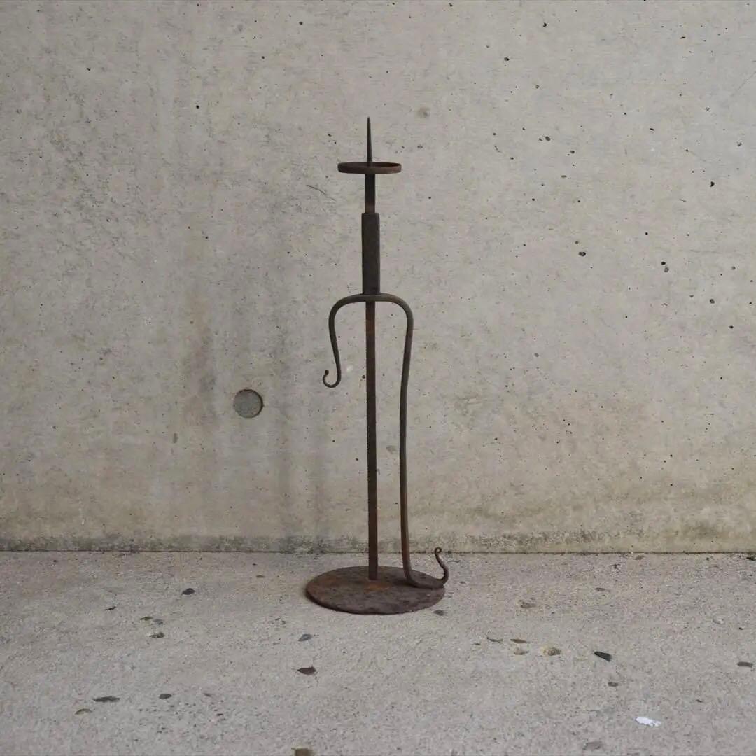 明治時代　鉄製　燭台　高さ可変　オブジェ　骨董品　アンティーク