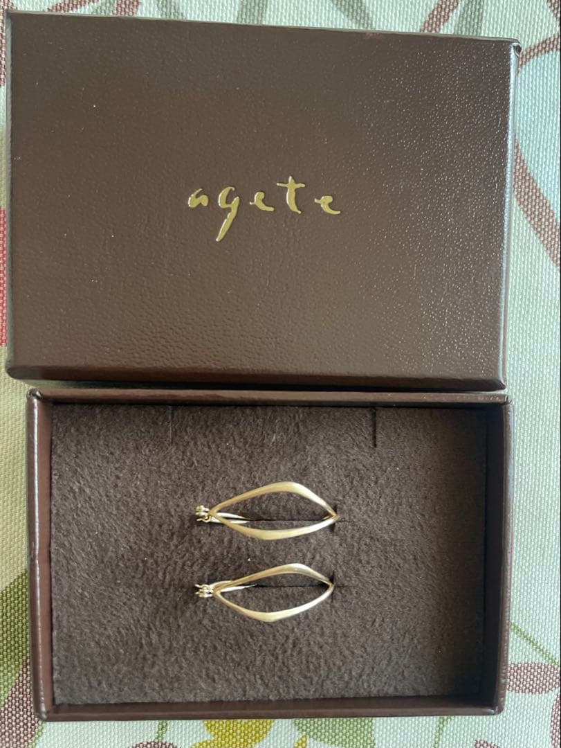 agete K10ゴールド ドロップ型ピアス