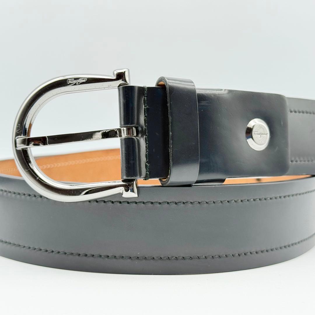 ✨良品✨フェラガモ ベルト ガンチーニ 紳士 本革 シルバー金具 ビジネス