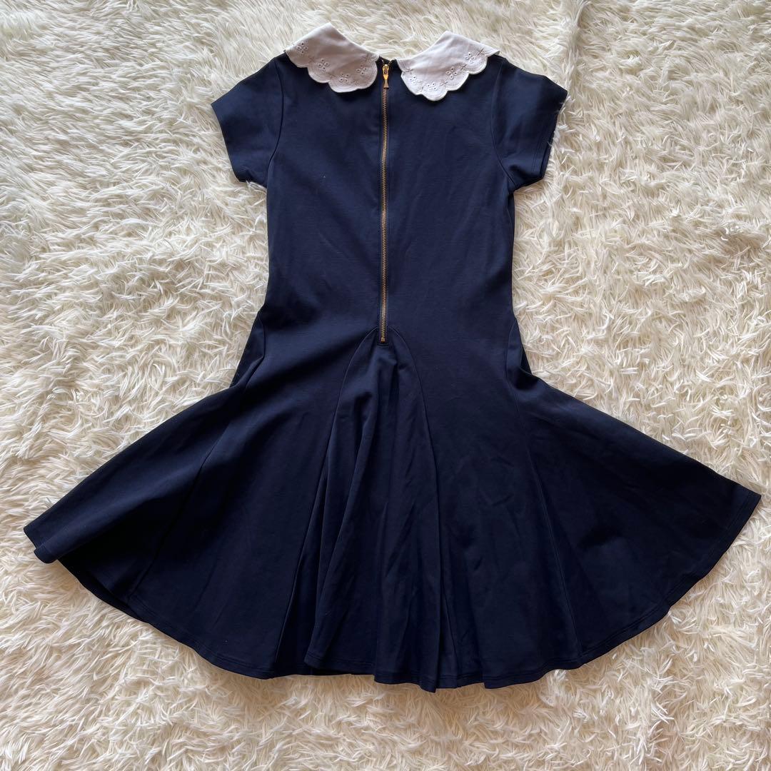 ケイトスペード キッズ ワンピース 半袖 レース襟付 刺繍ロゴ 150