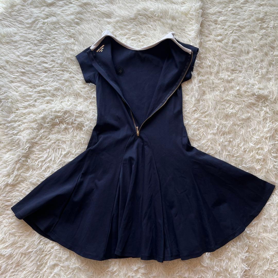 ケイトスペード キッズ ワンピース 半袖 レース襟付 刺繍ロゴ 150