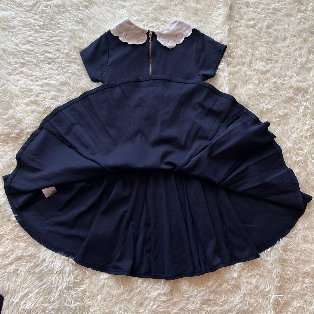 ケイトスペード キッズ ワンピース 半袖 レース襟付 刺繍ロゴ 150