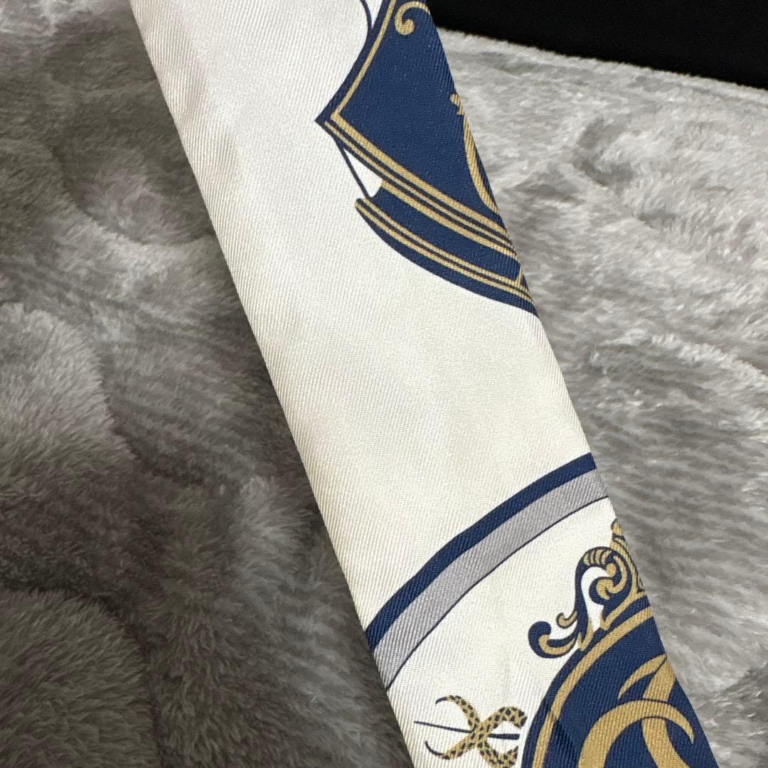 エルメスツイリー　EX-LIBRIS ホワイト/ネイビー