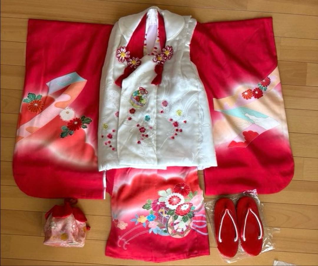 七五三　お着物　被布　草履　巾着　セット
