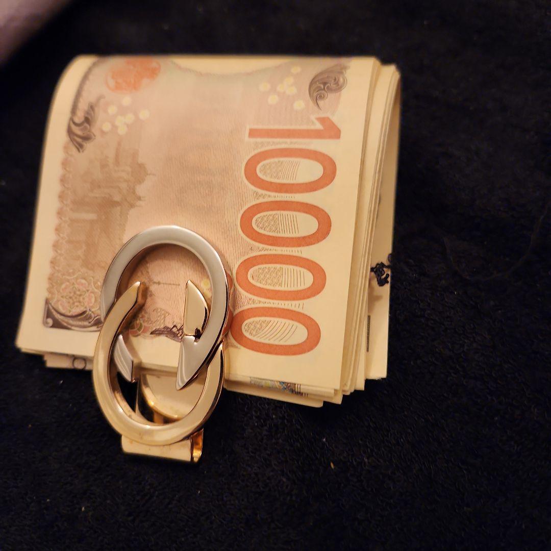 運気の上がる GUCCI ゴールド ダブルGロゴ マネークリップ