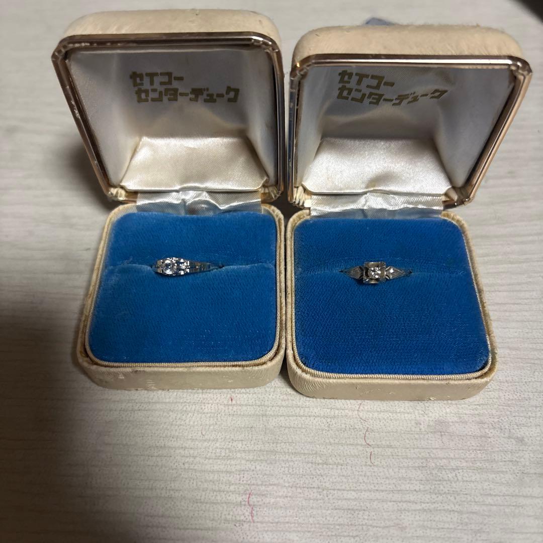 ダイヤモンド装飾 シルバーリング 2つセット