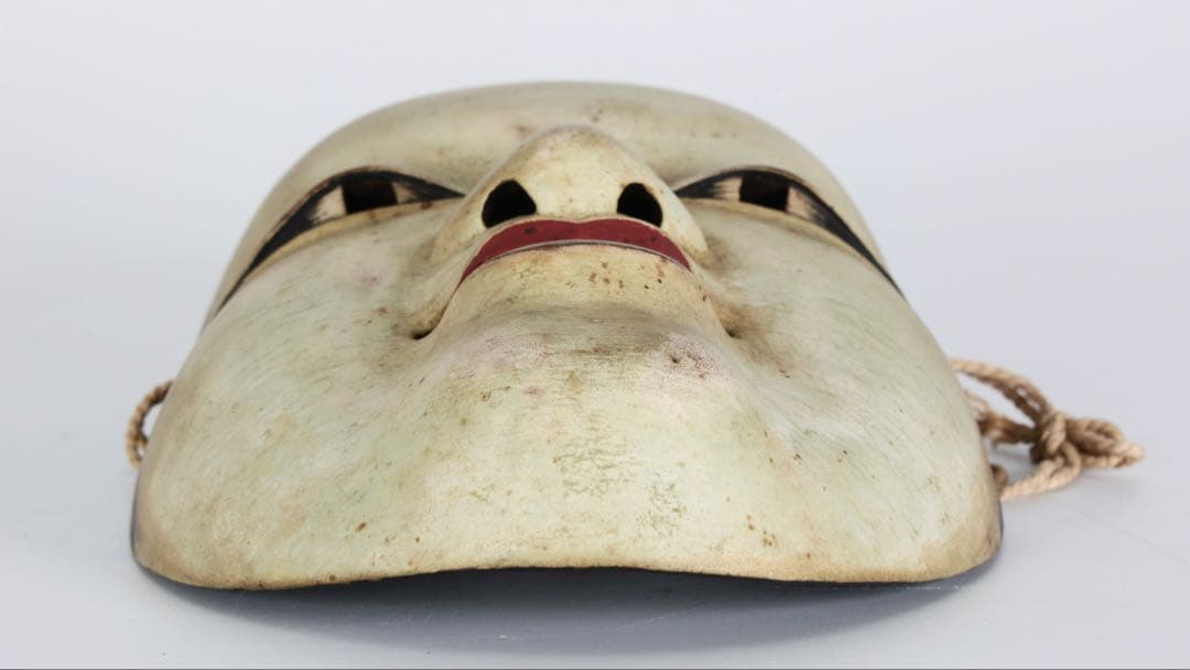 能面　お面　能面師 佐藤助雄 木彫能面 小面 在銘 箱付 狂言 能楽