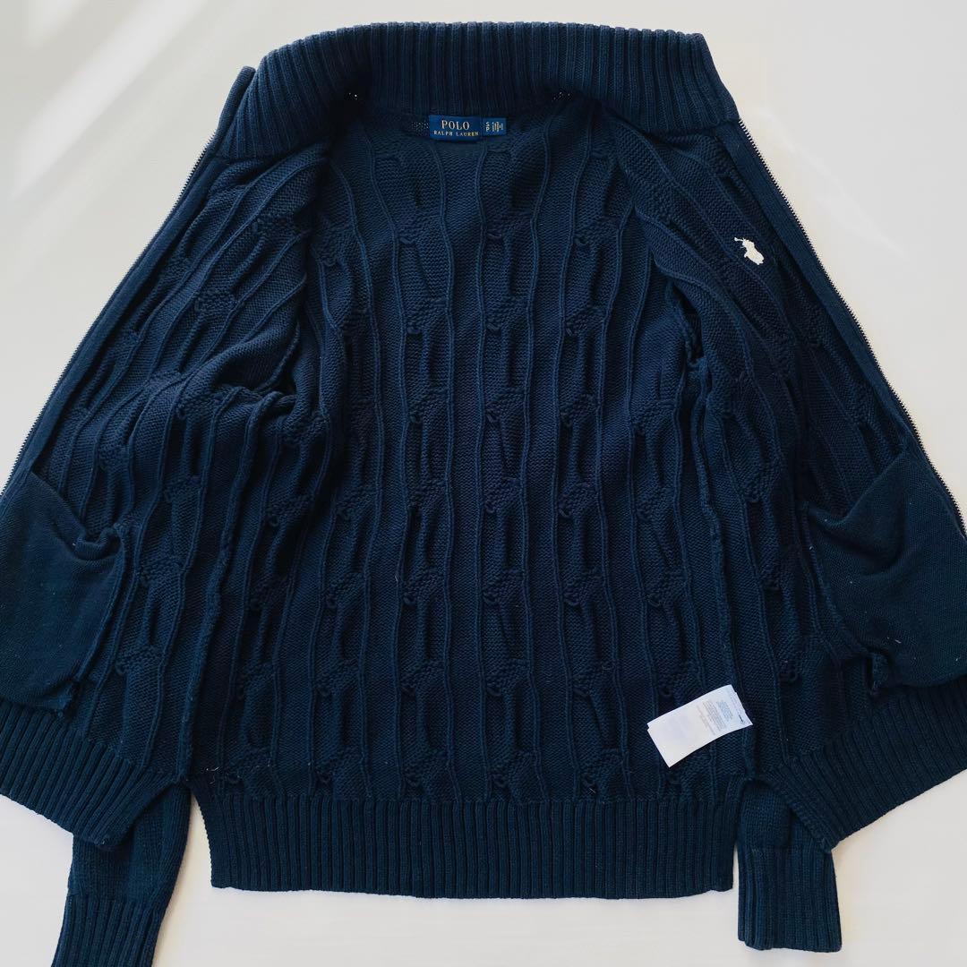 【美品】ポロラルフローレン　ドライバーズニット　ポニー　ロゴ刺繍　フルジップ