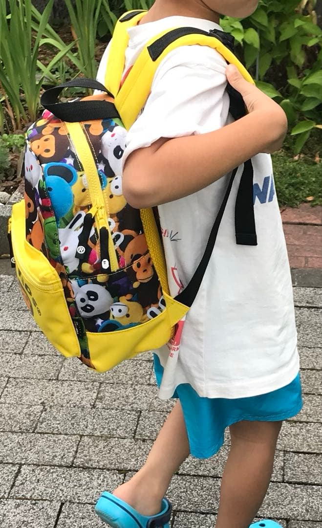 BAPE KIDS 総柄リュック　イエロー　エイプ