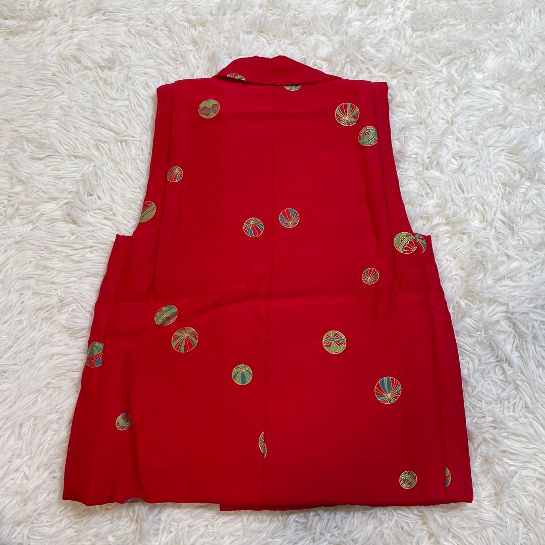 七五三　3歳　女の子　正絹　フルセット　被布コート　着物　赤　アンティーク