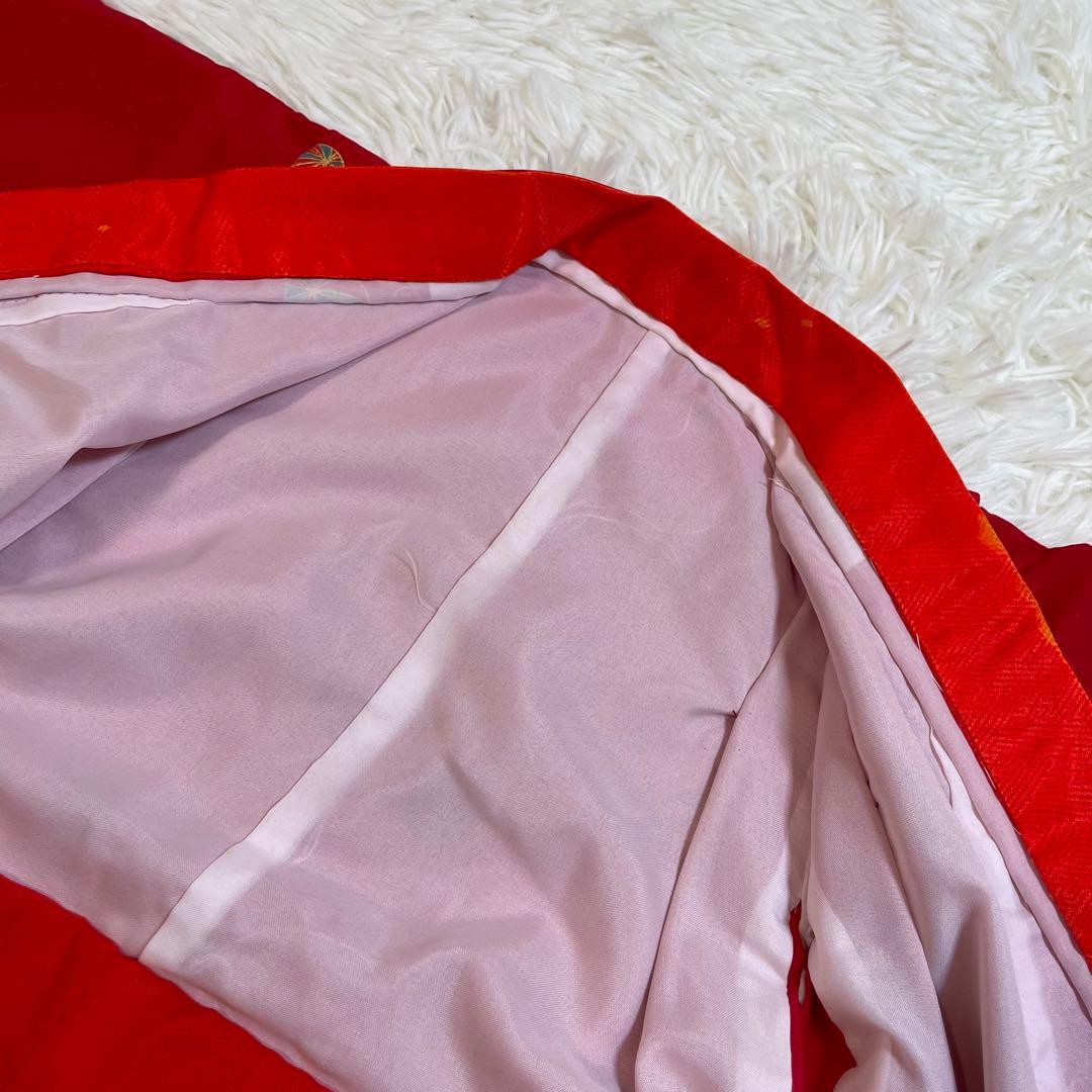 七五三　3歳　女の子　正絹　フルセット　被布コート　着物　赤　アンティーク