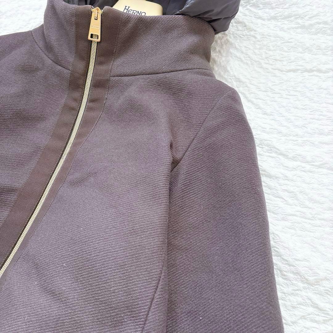 【SALE】サイズ44✨HERNO 異素材ドッキング　ダウンコート　フード