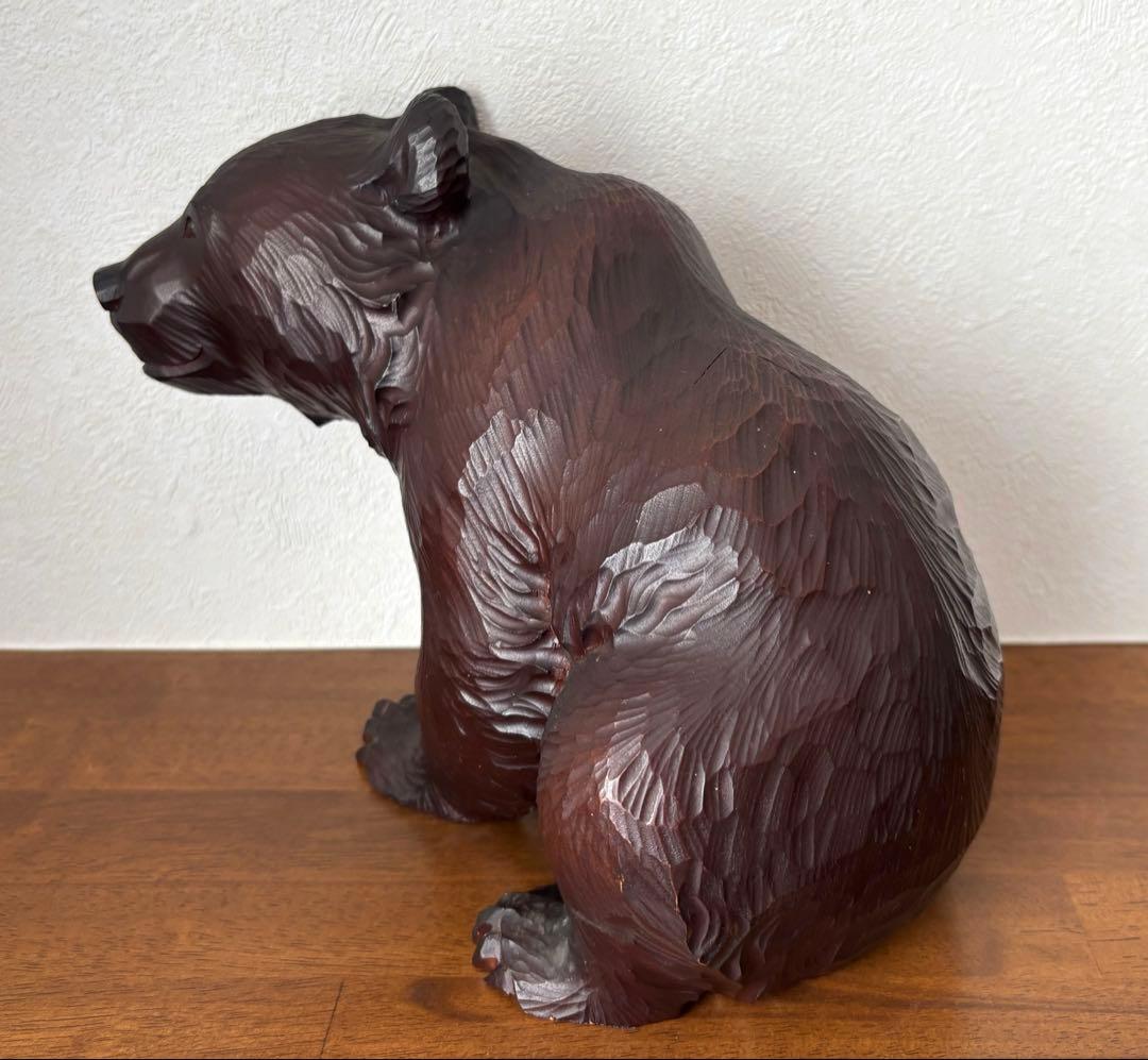 SALE✩.*˚ 堀井民芸 親子×夫婦風 木彫り熊 縁起置物 2体セット