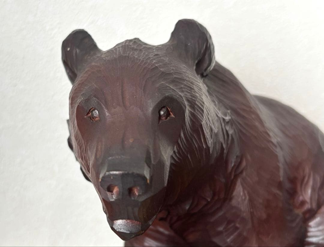 SALE✩.*˚ 堀井民芸 親子×夫婦風 木彫り熊 縁起置物 2体セット